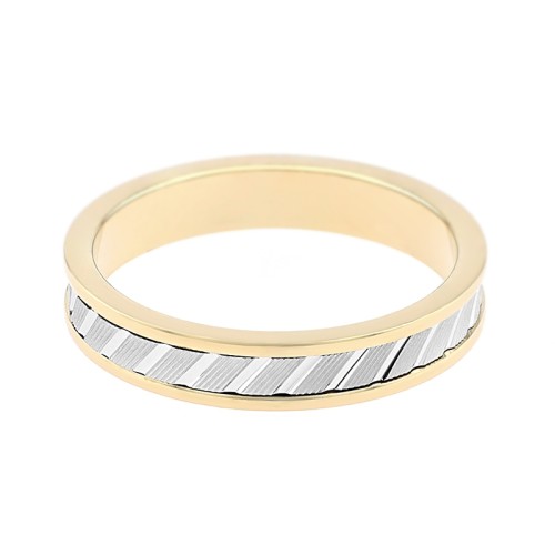 Bague Mixte Alliance diamantée OR 750/1000 bicolore 