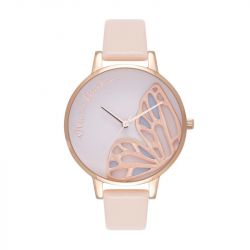 Montre femme olivia burton butterfly cuir rose - montres-femme - edora - 0