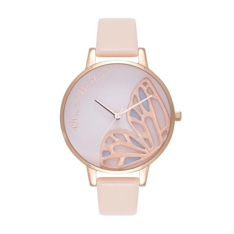 Montre femme olivia burton butterfly cuir rose - montres-femme - edora