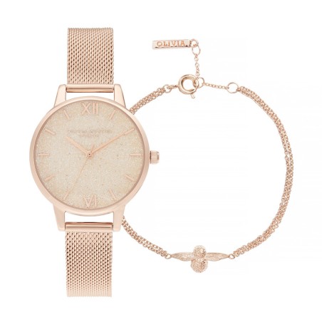 Coffret montre femme olivia burton doré rose – montres femme