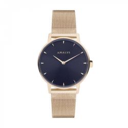 Montre femme amalys flore acier doré rose - montres-femme - edora - 0
