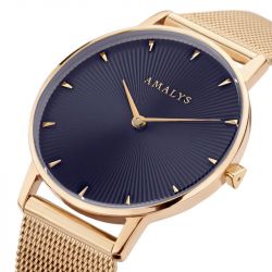 Montre femme amalys flore acier doré rose - montres-femme - edora - 2