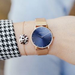 Montre femme amalys flore acier doré rose - montres-femme - edora - 3