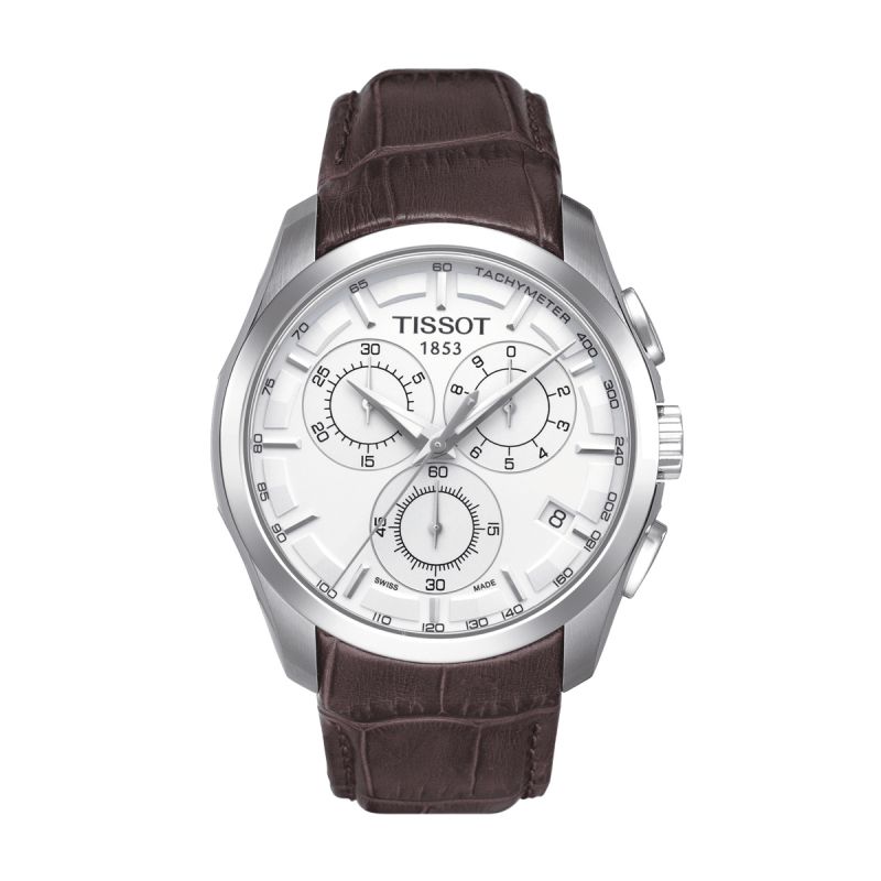 Montre homme chronographe tissot couturier chronograph cuir brun  - montres-homme - edora