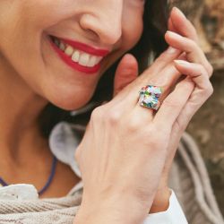 Bague femme una storia savane argent925/1000 et oxydes bg16004 - bagues-femmes - edora - 1