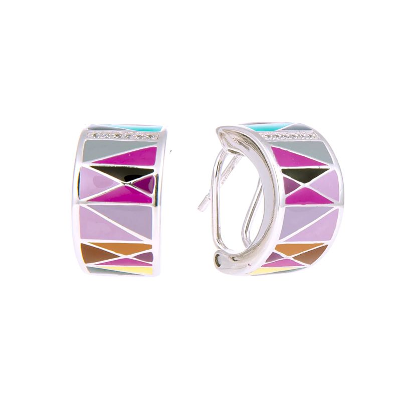 Boucles d'oreilles femme créoles una storia moderna argent 925/1000 et oxydes bo16002 - boucles-d-oreilles-femme - edora