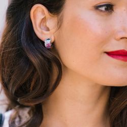 Boucles d'oreilles femme créoles una storia moderna argent 925/1000 et oxydes bo16002 - boucles-d-oreilles-femme - edora - 1