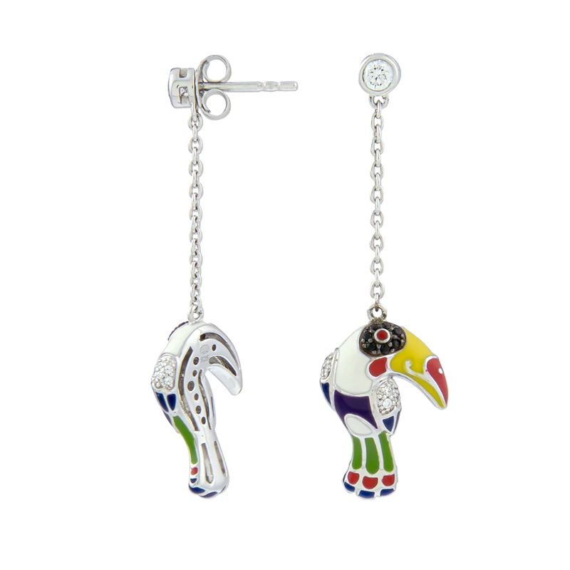 Boucles d'oreilles femme pendantes una storia toucan argent 925/1000 et oxydes bo121112 - boucles-d-oreilles-femme - edora