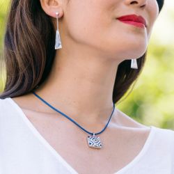 Collier femme cordon huilé una storia bleu corcobl - colliers-femme - edora - 1