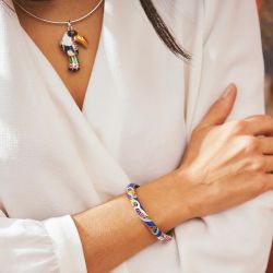 Bracelet femme jonc una storia toucan argent925/1000 et oxydes jo121113 - joncs - edora - 1