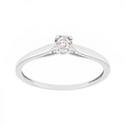 Bague femme solitaire or 375/1000 blanc et diamant pastillé
 - solitaires - edora - 0
