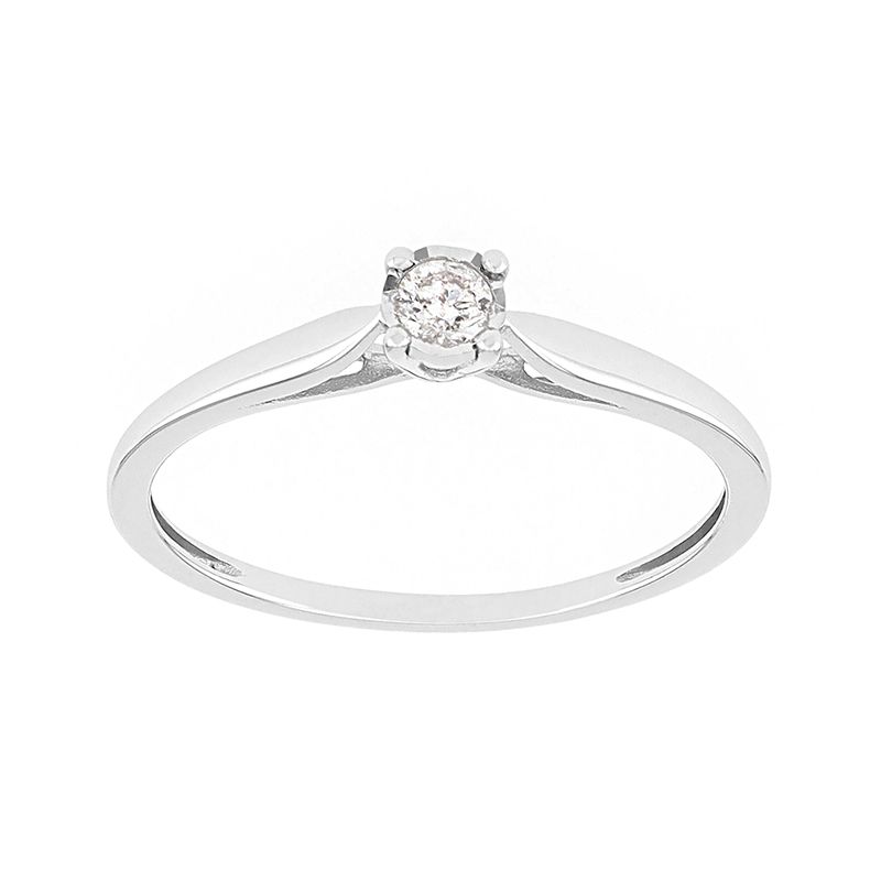 Bague femme solitaire or 375/1000 blanc et diamant pastillé
 - solitaires - edora
