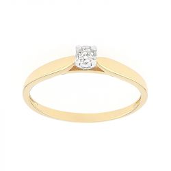 Bague femme solitaire or 375/1000 jaune et diamant pastillé - solitaires - edora - 0