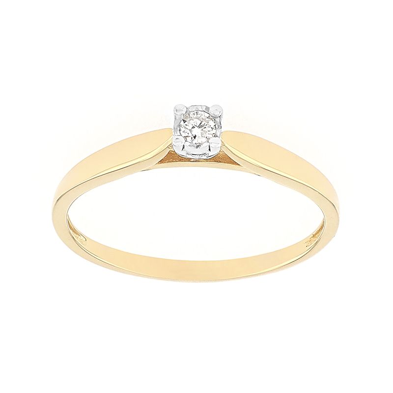 Bague femme solitaire or 375/1000 jaune et diamant pastillé - solitaires - edora