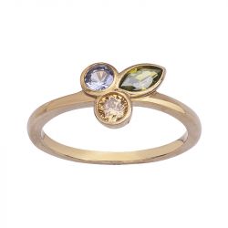 Bague femme edora plaque or et oxydes multi-couleurs
 - bagues-femmes - edora - 0