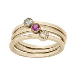 Bague femme edora plaque or et oxydes multi-couleurs
 - bagues-femmes - edora - 0