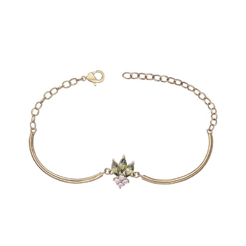 Bracelet femme semi-rigide edora plaque or et oxydes multicolores - bracelets-femme - edora