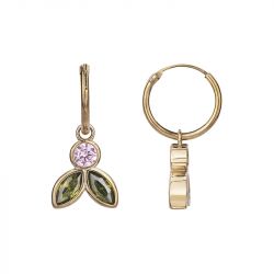 Boucles d'oreilles femme pendantes plaque or et oxydes - boucles-d-oreilles-femme - edora - 0