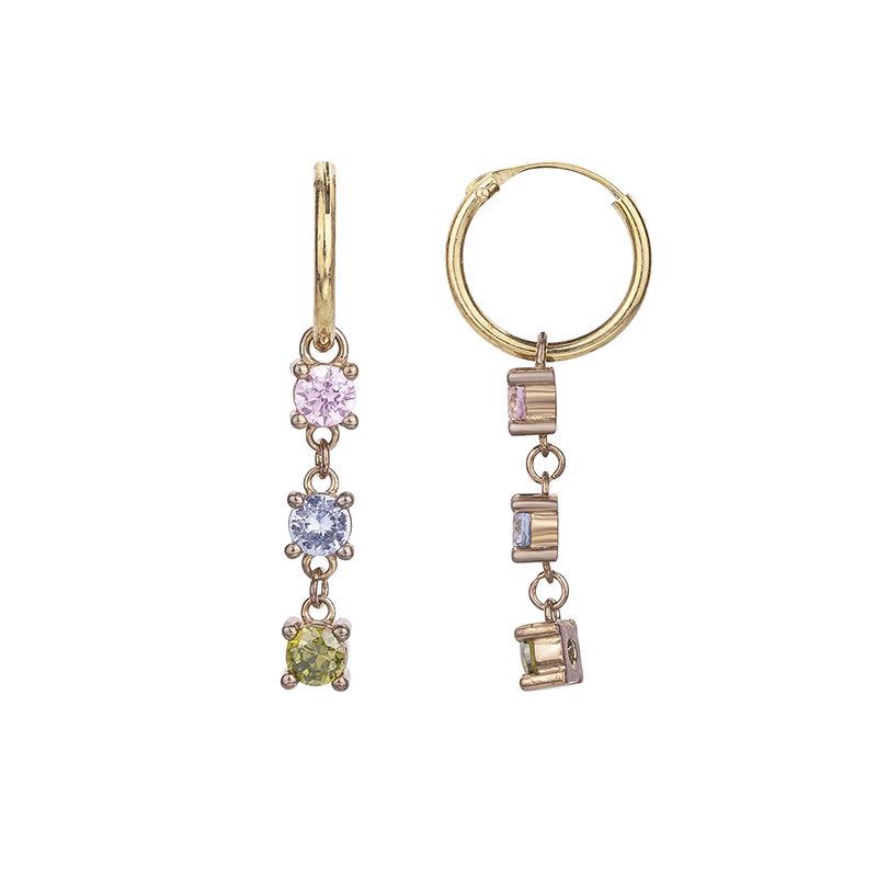 Boucles d'oreilles femme pendantes plaque or et oxydes
 - boucles-d-oreilles-femme - edora