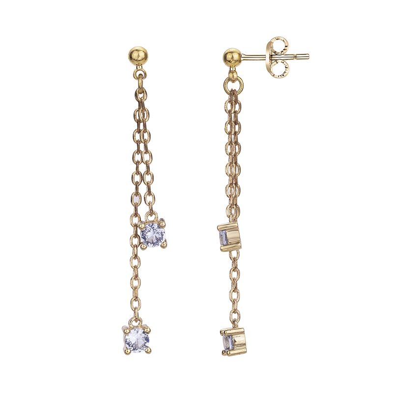 Boucles d'oreilles femme pendantes plaque or et spinelles bleues
 - boucles-d-oreilles-femme - edora