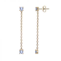 Boucles d'oreilles femme pendantes plaque or et spinelles bleues
 - boucles-d-oreilles-femme - edora - 0