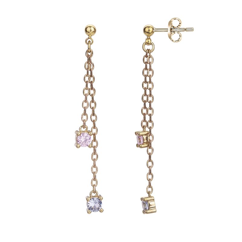 Boucles d'oreilles femme pendantes plaque or et spinelles
 - boucles-d-oreilles-femme - edora