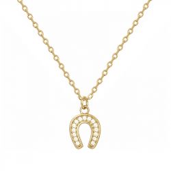 Collier femme fer à cheval edora plaque or et oxydes - colliers-femme - edora - 0