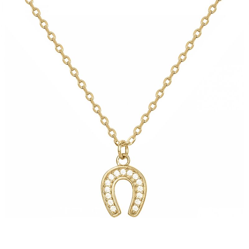 Collier femme fer à cheval edora plaque or et oxydes - colliers-femme - edora