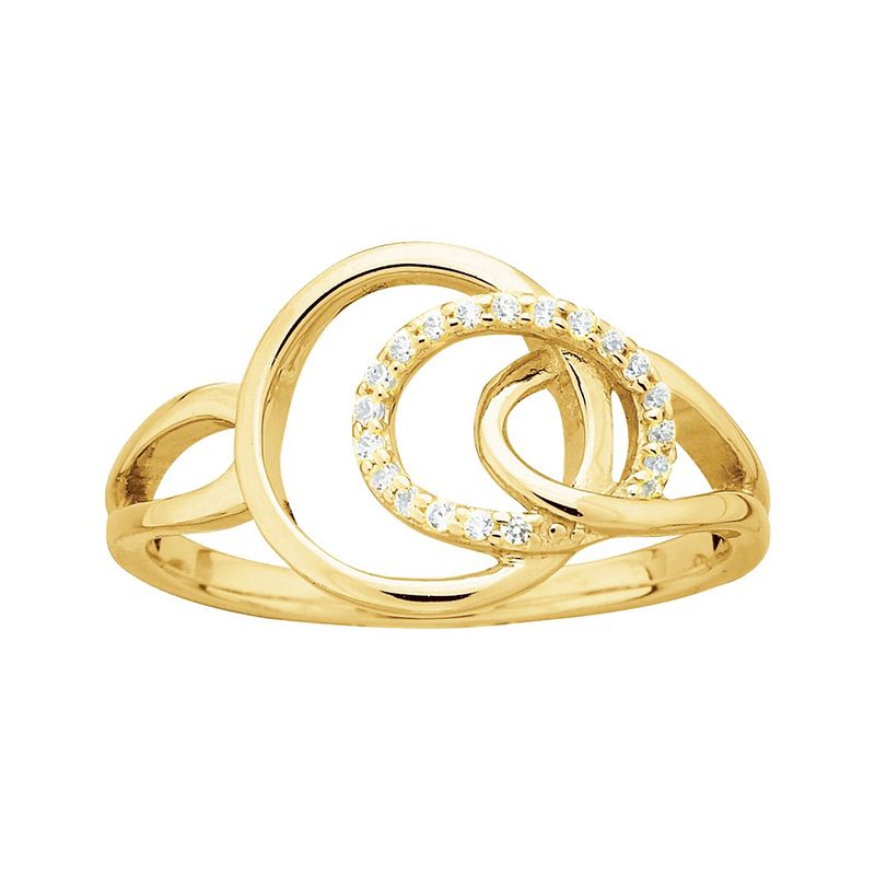 Bague femme cercles entrelacés edora plaque or et oxydes - bagues-femmes - edora