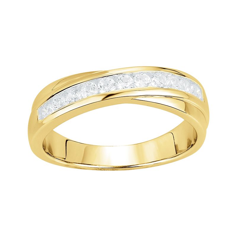 Bague femme rail edora plaque or et oxydes - bagues-femmes - edora