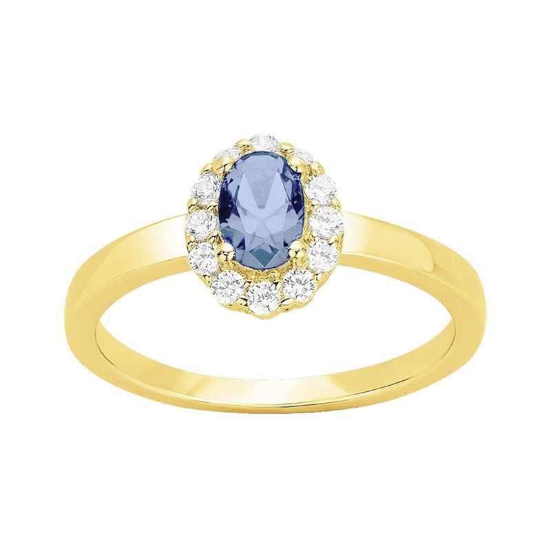 Bague femme entourage edora plaque or et spinelle bleue
 - bagues-femmes - edora