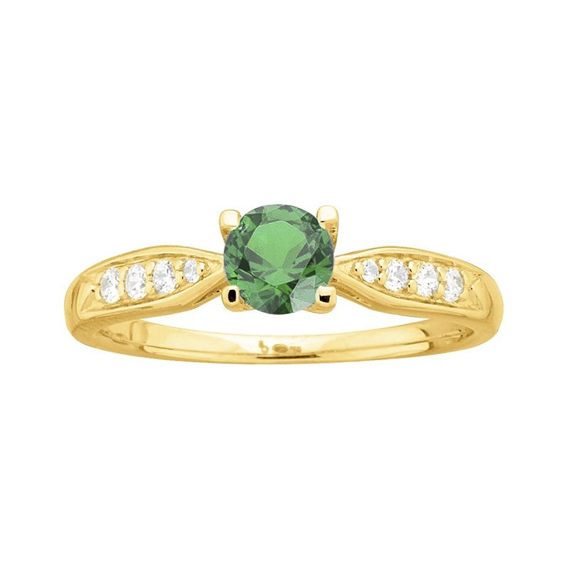 Bague femme solitaire accompagné edora plaque or et spinelle verte

 - bagues-femmes - edora