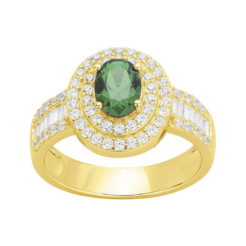 Bague femme entourage edora plaque or et spinelle verte
 - bagues-femmes - edora