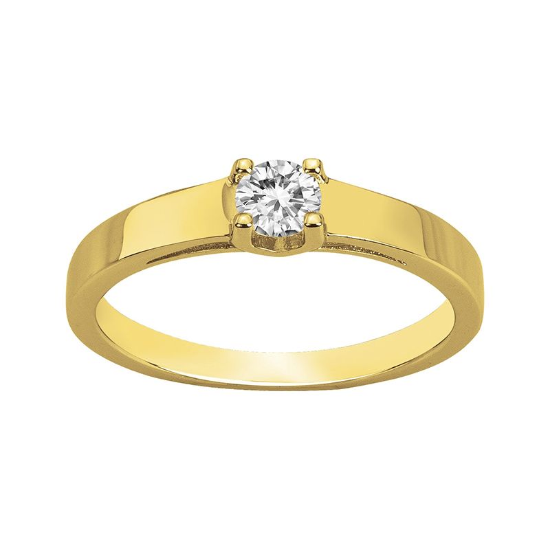 Bague femme solitaire edora plaque or et oxyde - bagues-femmes - edora