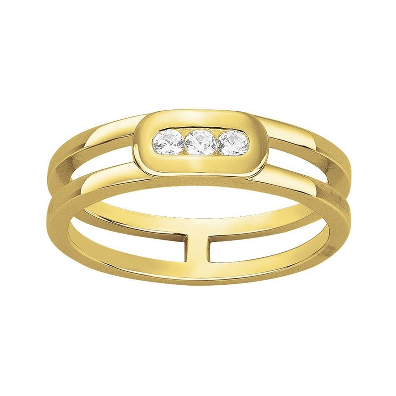 Bague femme trilogie edora plaque or et oxydes - bagues-femmes - edora