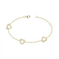 Bracelet femme coeurs empierrés edora plaque or et oxydes - bracelets-femme - edora - 0