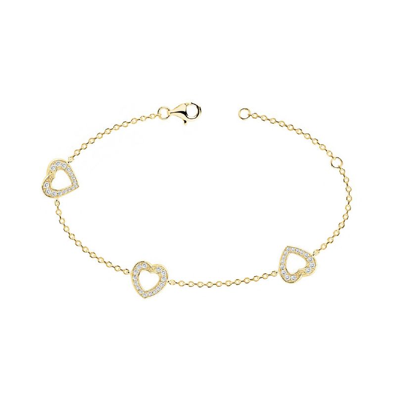 Bracelet femme coeurs empierrés edora plaque or et oxydes - bracelets-femme - edora