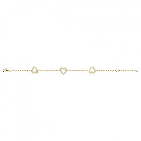 Bracelet femme coeurs empierrés edora plaque or et oxydes – bracelets femme