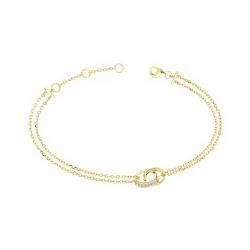 Bracelet femme double edora plaque or et oxydes - bracelets-femme - edora - 0
