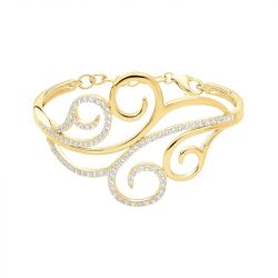 Bracelet femme semi-rigide edora plaque or et oxydes - bracelets-femme - edora - 0