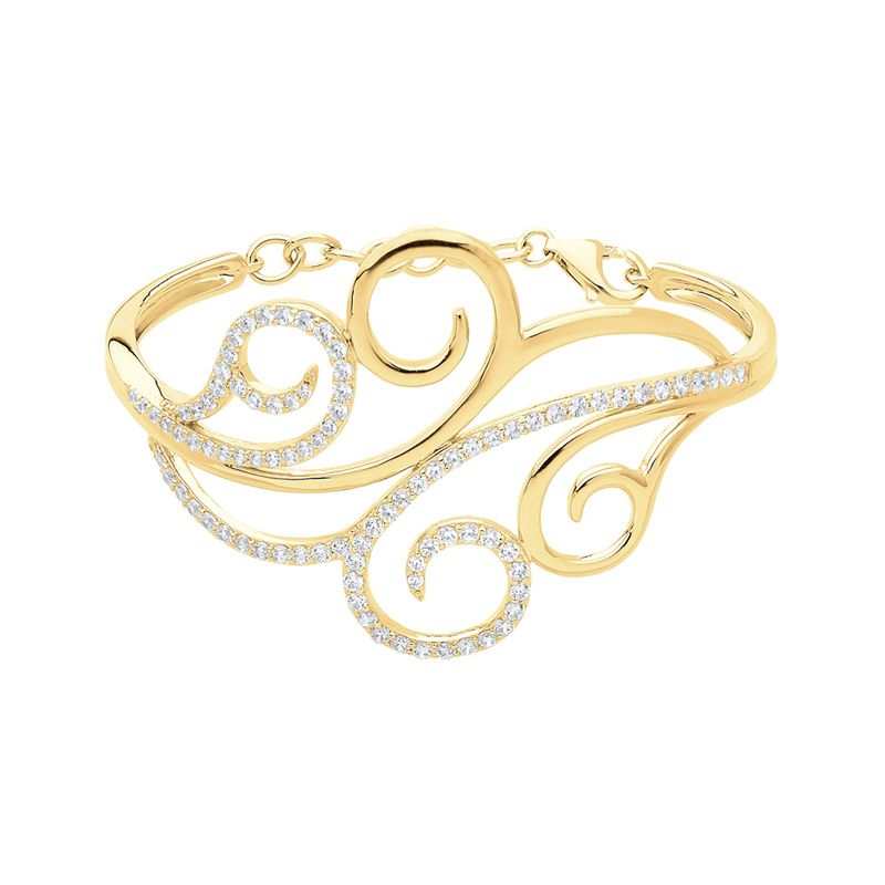 Bracelet femme semi-rigide edora plaque or et oxydes - bracelets-femme - edora