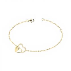 Bracelet femme double coeurs edora plaque or et oxydes - bracelets-femme - edora - 0