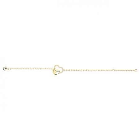 Bracelet femme double coeurs edora plaque or et oxydes – bracelets femme