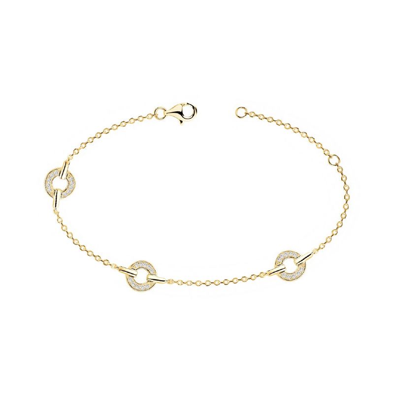 Bracelet femme cercles empierrés edora plaque or et oxydes - bracelets-femme - edora