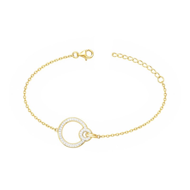 Bracelet femme cercles plaque or jaune et oxydes - bracelets