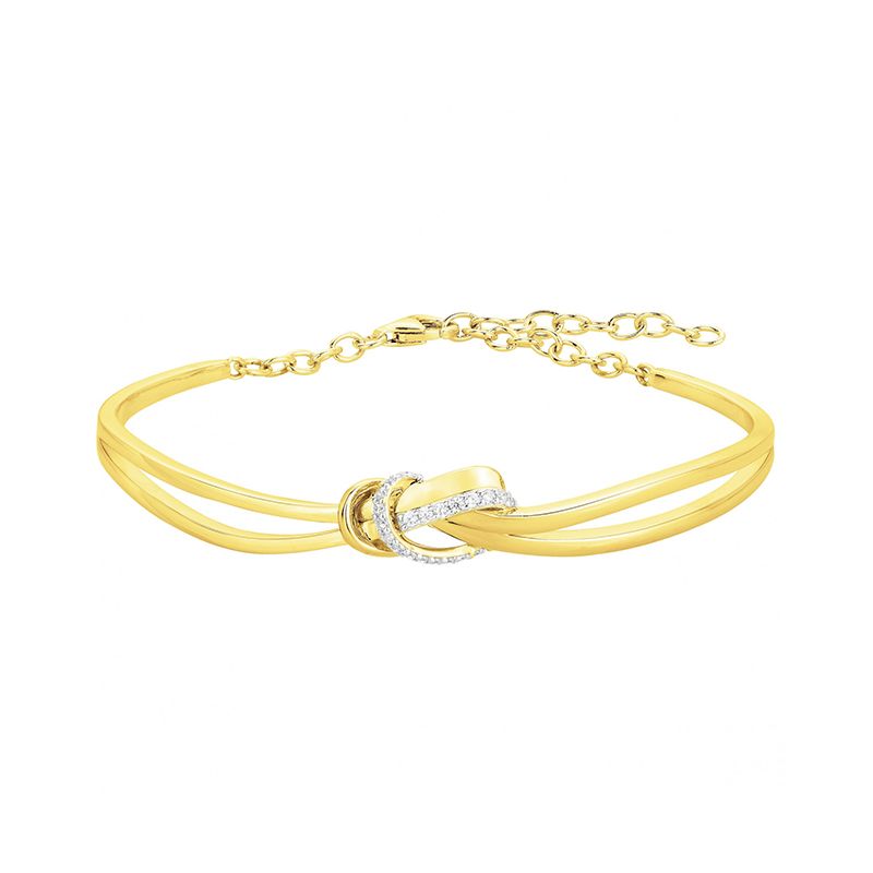 Bracelet femme semi-rigide noeuds edora plaque or et oxydes - bracelets-femme - edora