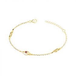 Bracelet femme fantaisie edora plaque or et spinelle rouge - bracelets-femme - edora - 0