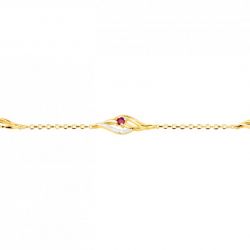 Bracelet femme fantaisie edora plaque or et spinelle rouge - bracelets-femme - edora - 1
