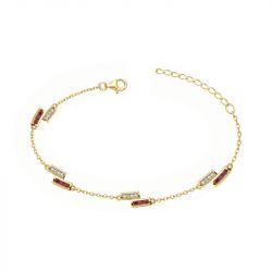 Bracelet femme barrettes edora plaque or et spinelles rouges - bracelets-femme - edora - 0