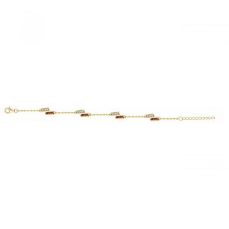 Bracelet femme barrettes edora plaque or et spinelles rouges – bracelets femme
